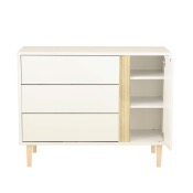 Commode 3 tiroirs 1 porte Sauthon Paloma Blanc