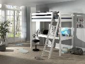 Lit Mezzanine Vipack Pino Blanc 90x200 avec bureau